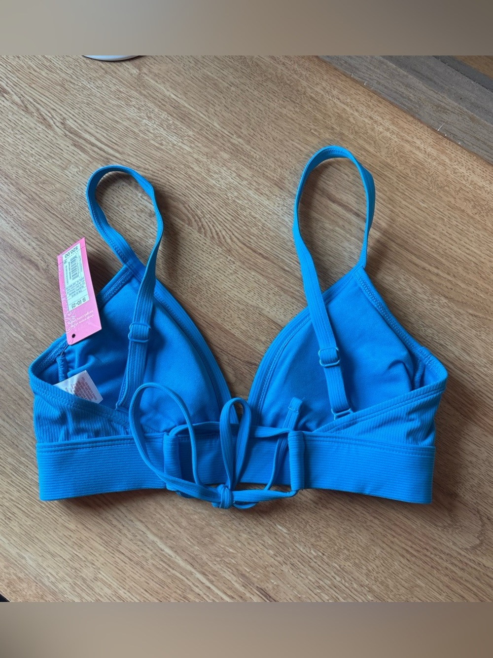 Target Bright Blue Ribbed Triangle Bikini Top - Picture 2 of 5